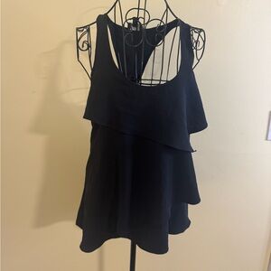 Aqua Ruffled Sleeveless Top in Black Size Small